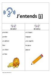 Son [j] - i - y - Affiche pour la classe : 3eme, 4ème Harmos - PDF à imprimer