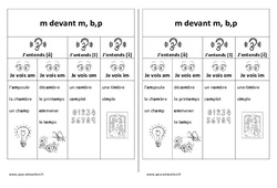 Fiche mémo élève - m devant m, b,p : 3eme, 4ème Harmos - PDF à imprimer