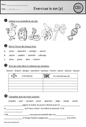 Exercices - Son p - Etude des sons : 4ème Harmos - PDF à imprimer