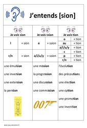 Son sion - ssion - tion - Affiche pour la classe : 3eme, 4ème Harmos - PDF à imprimer