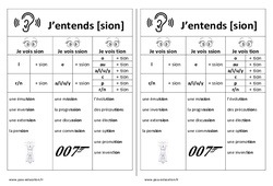 Fiche mémo élève - Son sion - ssion - tion : 3eme, 4ème Harmos - PDF à imprimer