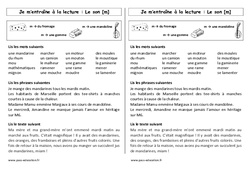 Fiche de lecture - Son m - Etude des sons : 4ème Harmos - PDF à imprimer