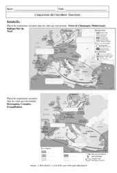 Expansion de l’occident - Exercices corrigés : 9eme Harmos - PDF à imprimer