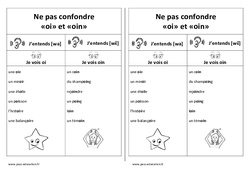 Fiche mémo élève - oi et oin - Ne pas confondre : 3eme, 4ème Harmos - PDF à imprimer