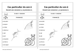 Fiche mémo élève - Son è - Devant une consonne : 3eme, 4ème Harmos - PDF à imprimer