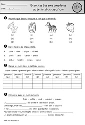 Exercices - Sons pr, br, tr, dr, cr, gr, fr, vr - Etude des sons : 4ème Harmos - PDF à imprimer