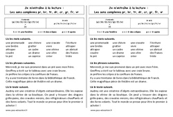 Fiche de lecture - Sons pr, br, tr, dr, cr, gr, fr, vr - Etude des sons : 4ème Harmos - PDF à imprimer