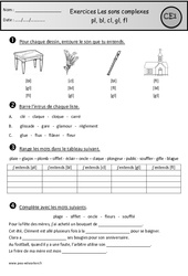 Exercices - Sons complexes pl, bl, cl, gl, fl - Etude des sons : 4ème Harmos - PDF à imprimer