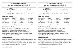 Sons complexes pl, bl, cl, gl, fl - Phonologie - Etude des sons : 4ème Harmos - PDF à imprimer