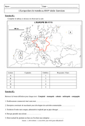 L'Europe dans le monde au XVIIIe siècle - Exercices corrigés : 10ème Harmos - PDF à imprimer