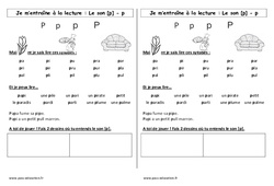 Fiche de lecture - Son p - Etude des sons : 3eme Harmos - PDF à imprimer