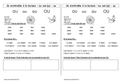 Son u - ou - Phonologie - Etude des sons : 3eme Harmos - PDF à imprimer