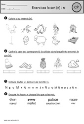 Exercices - Son n - Etude des sons : 3eme Harmos - PDF à imprimer