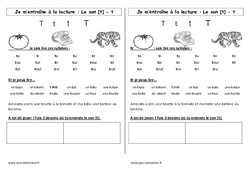 Son t - Phonologie - Etude des sons : 3eme Harmos - PDF à imprimer