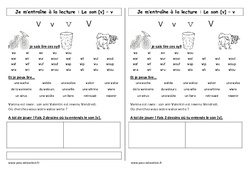 Son v - Phonologie - Etude des sons : 3eme Harmos - PDF à imprimer