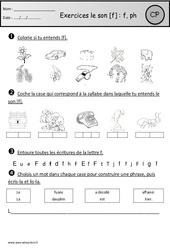 Exercices - Son f - Etude des sons : 3eme Harmos - PDF à imprimer