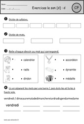 Révisions - Son d - Etude des sons : 3eme Harmos - PDF à imprimer