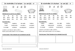 Son d - Phonologie - Etude des sons : 3eme Harmos - PDF à imprimer