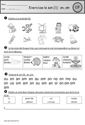 Exercices - Son on - om - Etude des sons : 3eme Harmos - PDF à imprimer