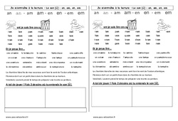 Son an, am, en, em - Phonologie - Etude des sons : 3eme Harmos - PDF à imprimer