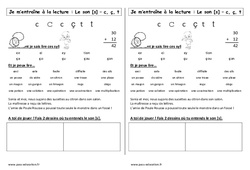 Son s - c, ç, t - Phonologie - Etude des sons : 3eme Harmos - PDF à imprimer