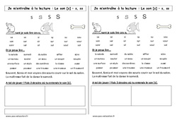 Son s - s, ss - Phonologie - Etude des sons : 3eme Harmos - PDF à imprimer