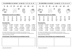 Son è, ê, ai, ei, et - Phonologie - Etude des sons : 3eme Harmos - PDF à imprimer