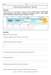 Affirmation des nationalismes - Exercices corrigés - XIXème siècles : 10ème Harmos - PDF à imprimer