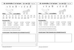 Son z - Phonologie - Etude des sons : 3eme Harmos - PDF à imprimer