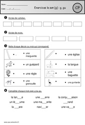 Révisions - Son g, gu - Etude des sons : 3eme Harmos - PDF à imprimer