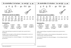 Son g, gu - Phonologie - Etude des sons : 3eme Harmos - PDF à imprimer