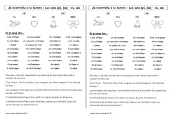 Son œ - Fiches eu, œu ouvert et fermé - Phonologie - Etude des sons : 3eme Harmos - PDF à imprimer