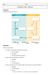 Exercice L'Europe en 1914 - Exercices corrigés - XXème siècle : 10ème Harmos - PDF à imprimer