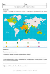 Colonies au XIXe siècle - Exercices corrigés : 10ème Harmos - PDF à imprimer