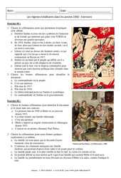 Les régimes totalitaires dans les années 1930 - Exercices corrigés : 11ème Harmos - PDF à imprimer