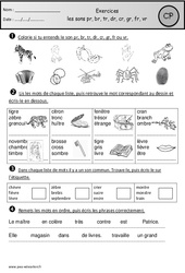 Exercices - Sons pr, br, tr, dr, cr, gr, fr, vr - Etude des sons : 3eme Harmos - PDF à imprimer