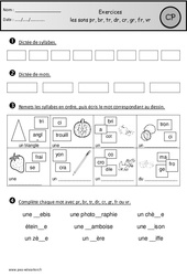 Révisions - Sons pr, br, tr, dr, cr, gr, fr, vr - Etude des sons : 3eme Harmos - PDF à imprimer