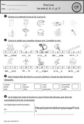 Exercices - Sons pl, bl, cl, gl, fl - Etude des sons : 3eme Harmos - PDF à imprimer