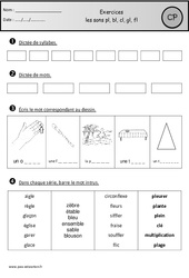 Révisions - Sons pl, bl, cl, gl, fl - Etude des sons : 3eme Harmos - PDF à imprimer