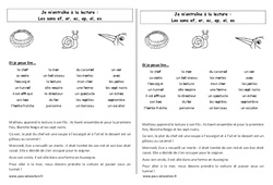 Sons ef, er, ec, ep, el, es - Phonologie - Etude des sons : 3eme Harmos - PDF à imprimer