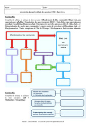 Le monde depuis le début des années 1990 - Exercices corrigés : 11ème Harmos - PDF à imprimer