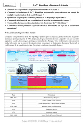 La Ve République à l'épreuve de la durée - Cours : 11ème Harmos - PDF à imprimer