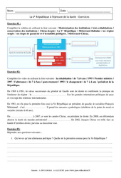 La Ve République à l'épreuve de la durée - Exercices corrigés : 11ème Harmos - PDF à imprimer