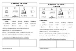 Lettre x - Phonologie - Etude des sons : 3eme Harmos - PDF à imprimer