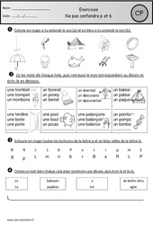 Ne pas confondre p et b - Exercices - Etude des sons : 3eme Harmos - PDF à imprimer