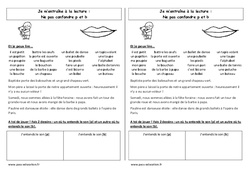 Ne pas confondre p et b - Phonologie - Etude des sons : 3eme Harmos - PDF à imprimer