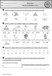 Ne pas confondre t et d - Exercices - Etude des sons : 3eme Harmos - PDF à imprimer