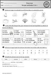 Ne pas confondre f et v - Exercices - Etude des sons : 3eme Harmos - PDF à imprimer