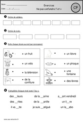 Révisions - Ne pas confondre f et v - Etude des sons : 3eme Harmos - PDF à imprimer