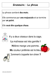 La Phrase - Affiche pour la classe - Grammaire : 3eme Harmos - PDF à imprimer